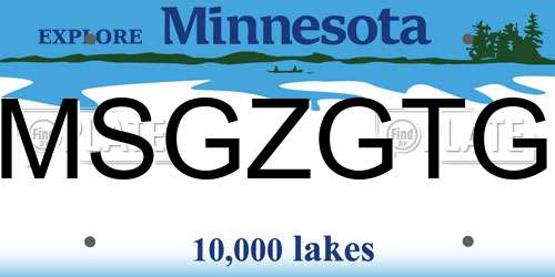 MSGZGTG Minnesota License Plate