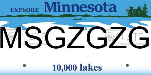 MSGZGZG Minnesota License Plate