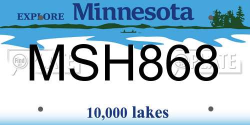 MSH868 Minnesota License Plate