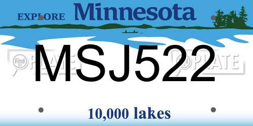 MSJ522 Minnesota License Plate