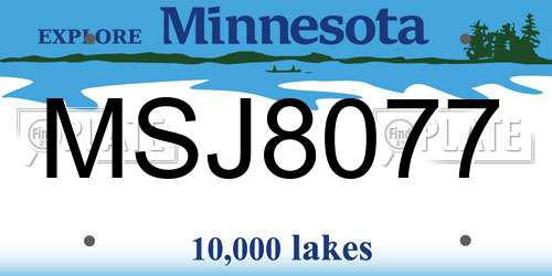 MSJ8077 Minnesota License Plate