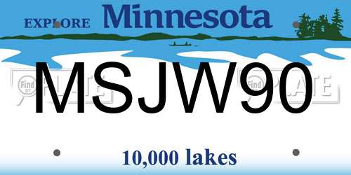 MSJW90 Minnesota License Plate