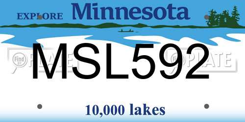 MSL592 Minnesota License Plate