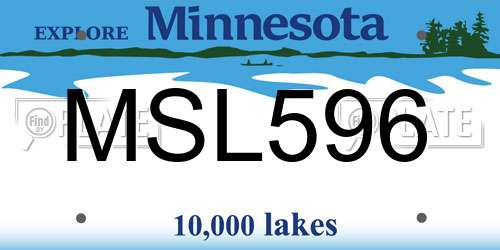MSL596 Minnesota License Plate
