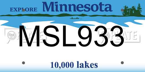 MSL933 Minnesota License Plate