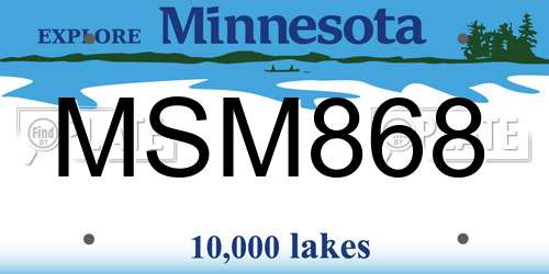 MSM868 Minnesota License Plate