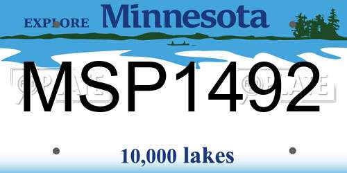 MSP1492 Minnesota License Plate