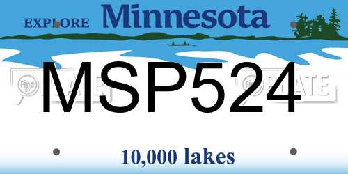 MSP524 Minnesota License Plate