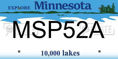 MSP52A Minnesota License Plate
