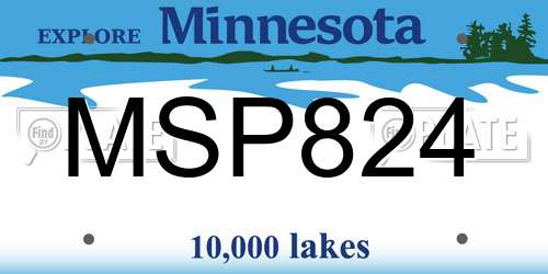 MSP824 Minnesota License Plate