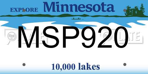 MSP920 Minnesota License Plate