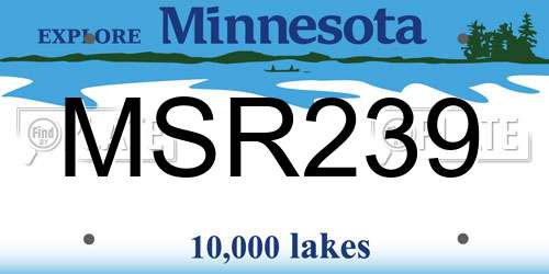 MSR239 Minnesota License Plate