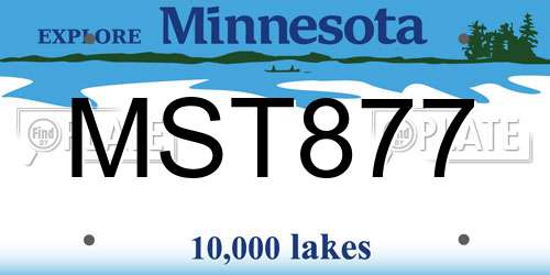 MST877 Minnesota License Plate