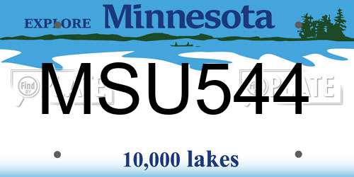 MSU544 Minnesota License Plate