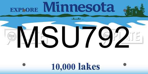 MSU792 Minnesota License Plate