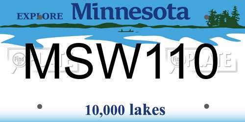 MSW110 Minnesota License Plate