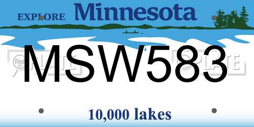 MSW583 Minnesota License Plate