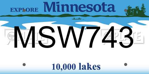 MSW743 Minnesota License Plate