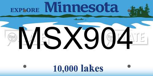 MSX904 Minnesota License Plate