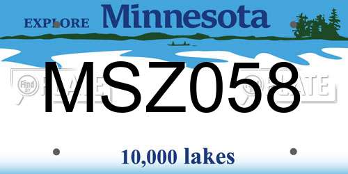 MSZ058 Minnesota License Plate