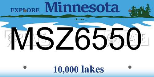 MSZ6550 Minnesota License Plate