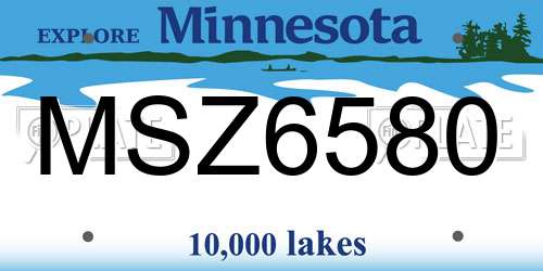 MSZ6580 Minnesota License Plate