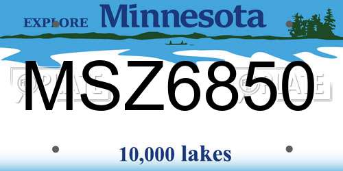 MSZ6850 Minnesota License Plate