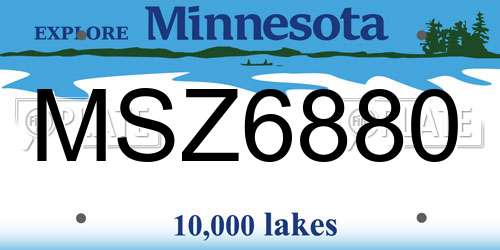 MSZ6880 Minnesota License Plate