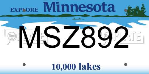 MSZ892 Minnesota License Plate