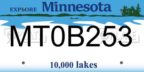 MT0B253 Minnesota License Plate