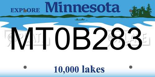 MT0B283 Minnesota License Plate