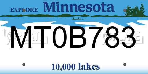 MT0B783 Minnesota License Plate