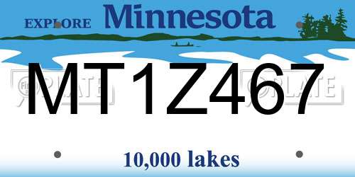 MT1Z467 Minnesota License Plate