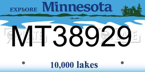 MT38929 Minnesota License Plate