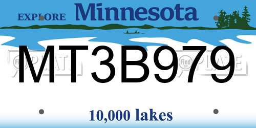 MT3B979 Minnesota License Plate