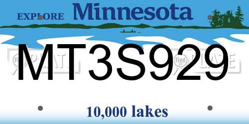 MT3S929 Minnesota License Plate