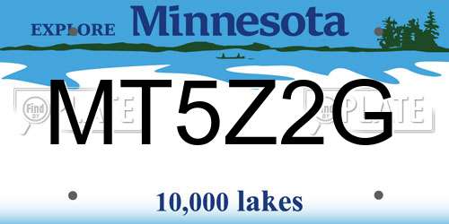 MT5Z2G Minnesota License Plate