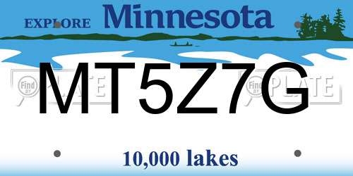 MT5Z7G Minnesota License Plate