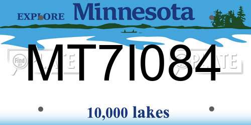 MT7I084 Minnesota License Plate
