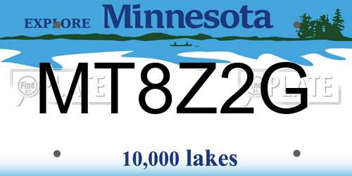 MT8Z2G Minnesota License Plate