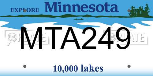 MTA249 Minnesota License Plate