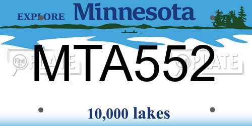 MTA552 Minnesota License Plate