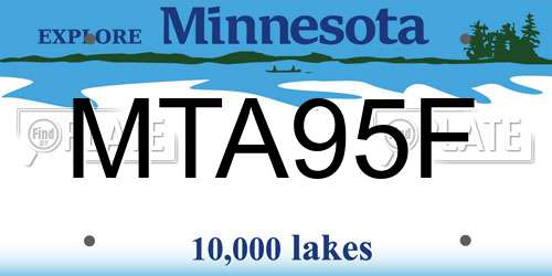MTA95F Minnesota License Plate