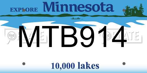 MTB914 Minnesota License Plate