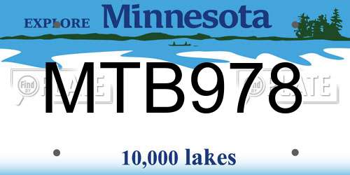 MTB978 Minnesota License Plate