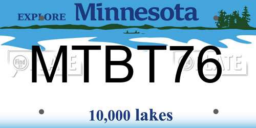 MTBT76 Minnesota License Plate