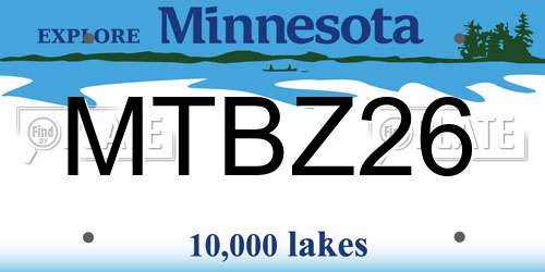 MTBZ26 Minnesota License Plate