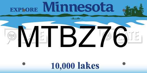 MTBZ76 Minnesota License Plate