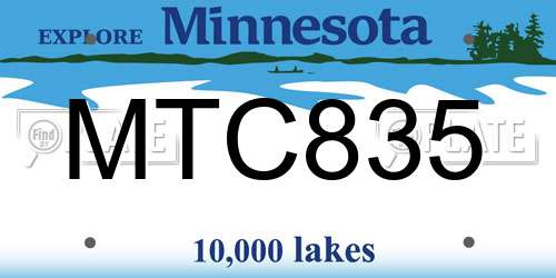 MTC835 Minnesota License Plate