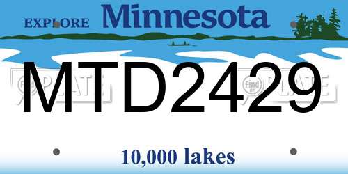 MTD2429 Minnesota License Plate